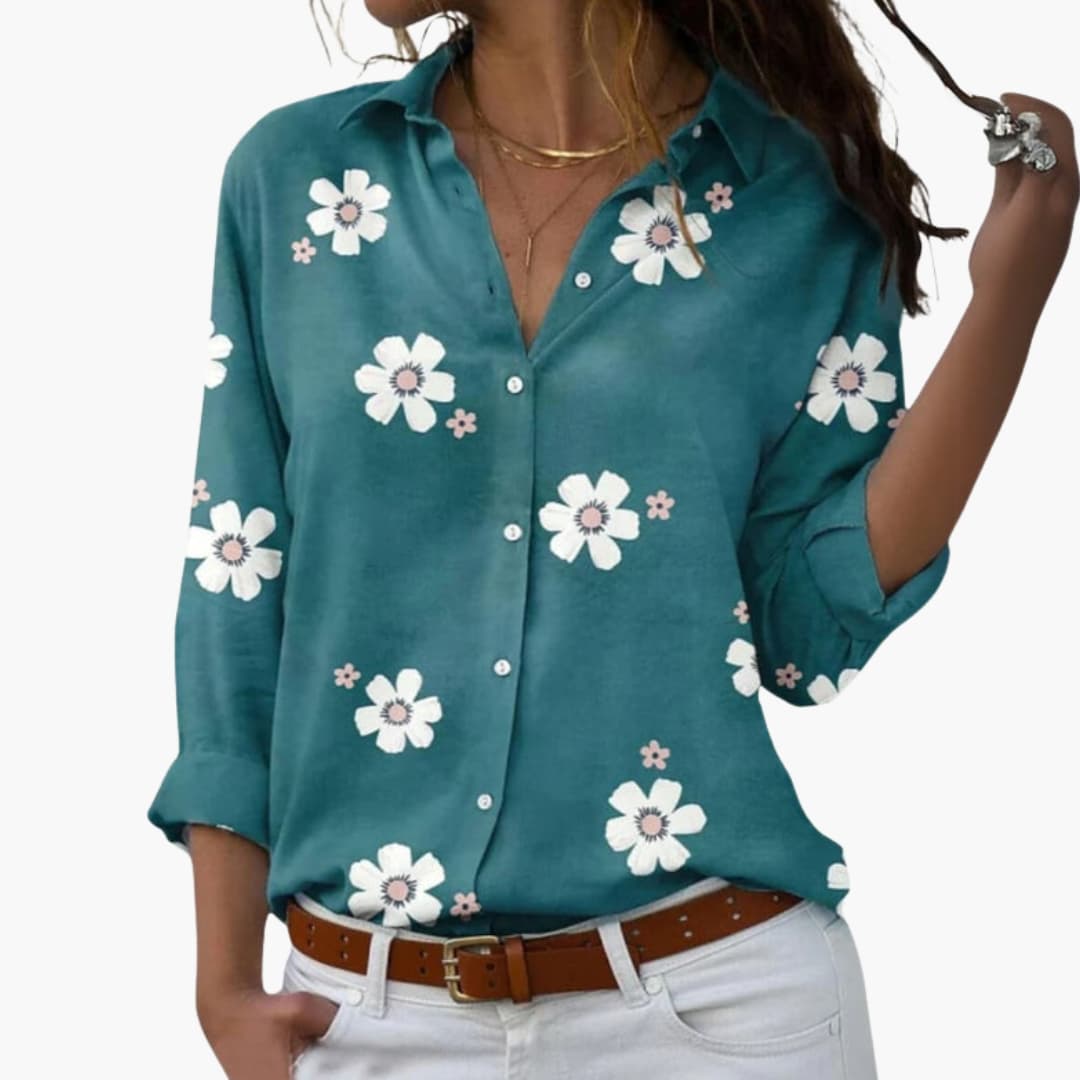 Women's Floral Long Sleeve Blouse Cotton