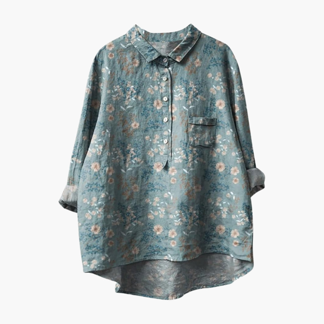 Women's Floral Crew Neck Short Sleeve Blouse