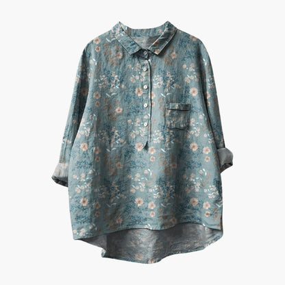 Women's Floral Crew Neck Short Sleeve Blouse