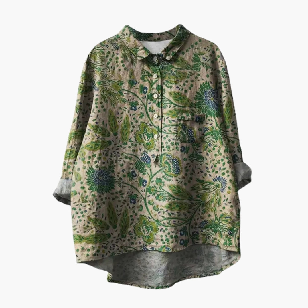 Women's Floral Crew Neck Short Sleeve Blouse