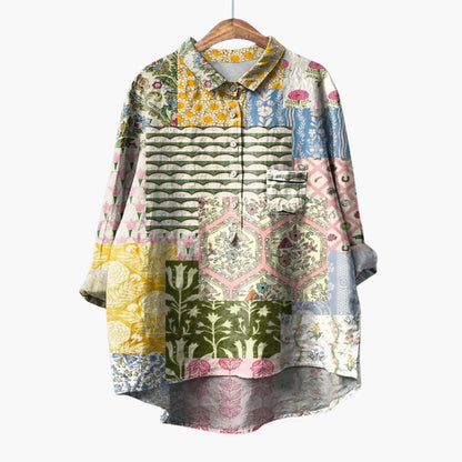 Women's Floral Crew Neck Short Sleeve Blouse