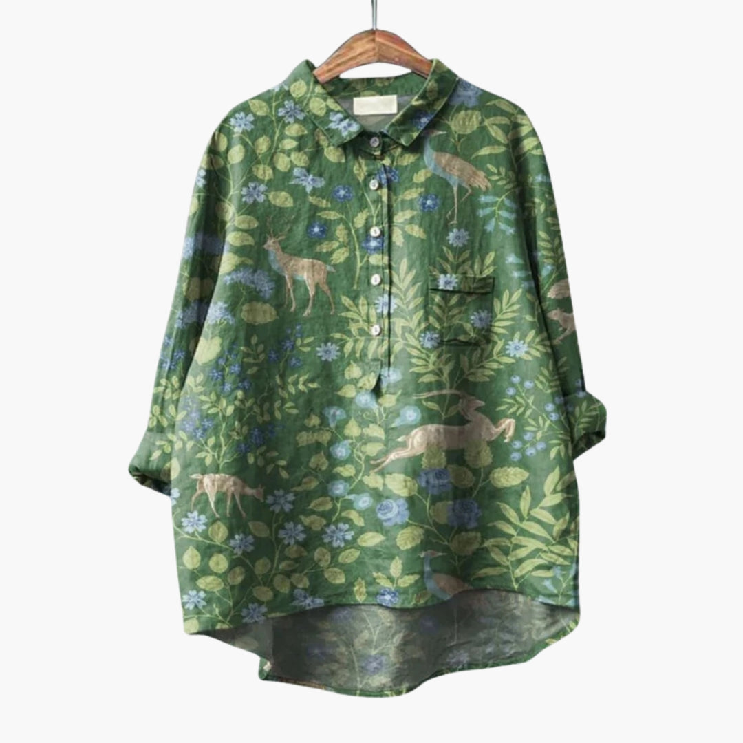 Women's Floral Crew Neck Short Sleeve Blouse