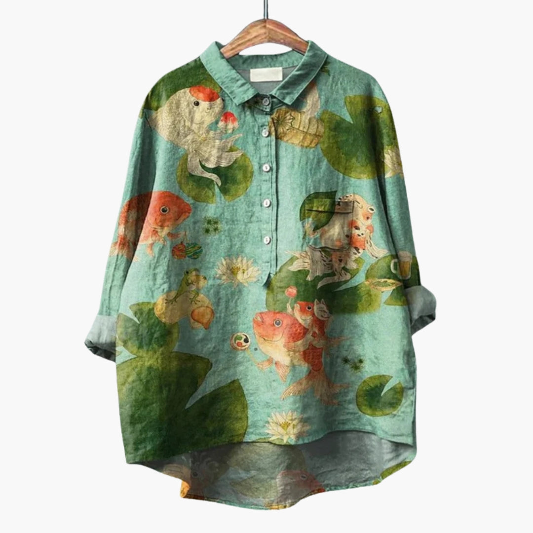 Women's Floral Crew Neck Short Sleeve Blouse