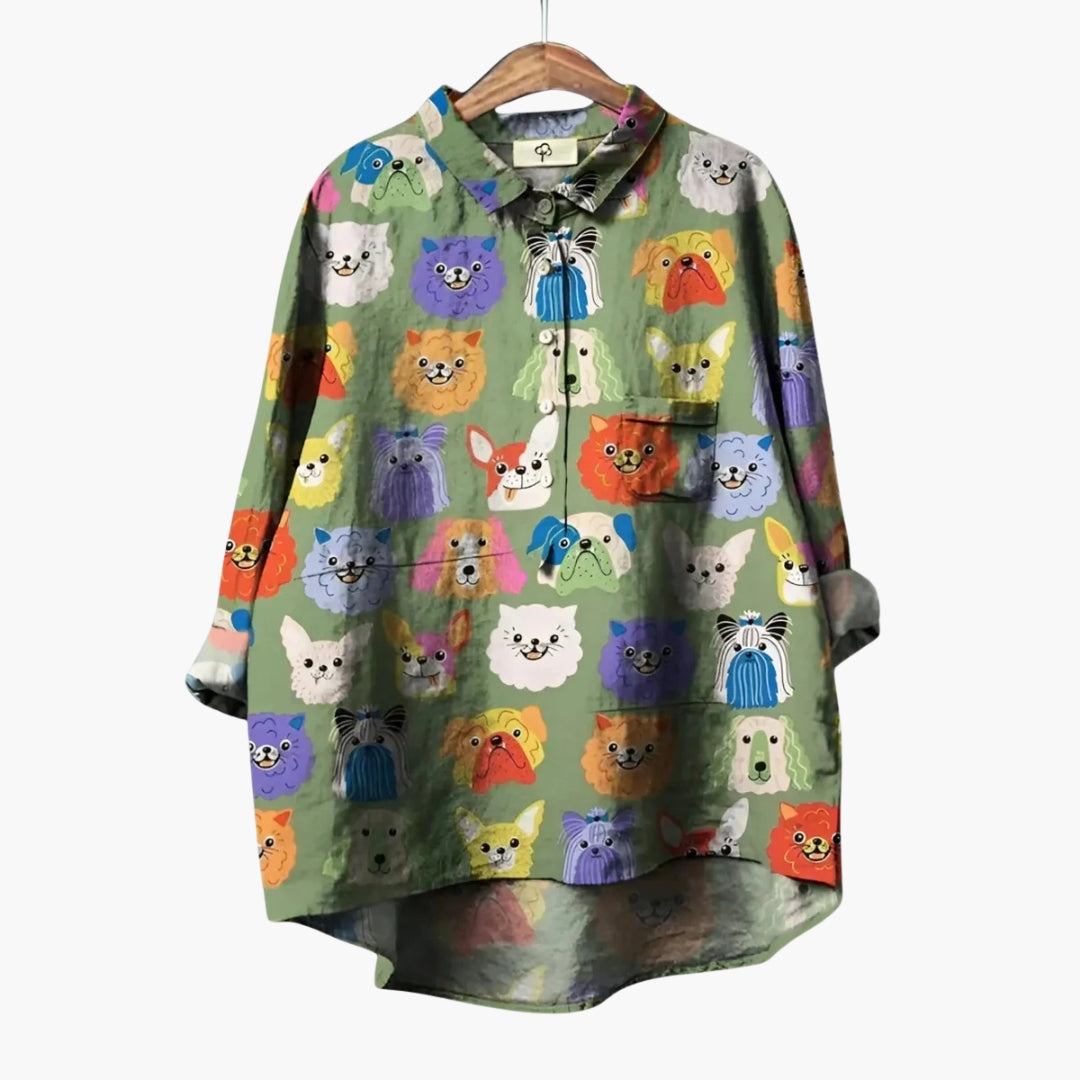 Women's Floral Crew Neck Short Sleeve Blouse
