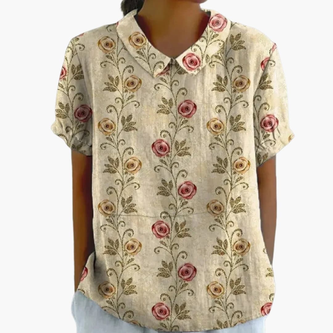 Women's Floral Blouse Short Sleeve Blend - Vonnera