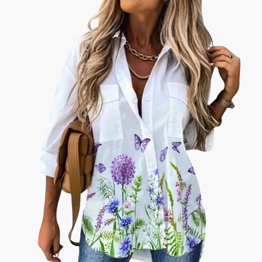 Women's Floral Blouse Long Sleeve Woven