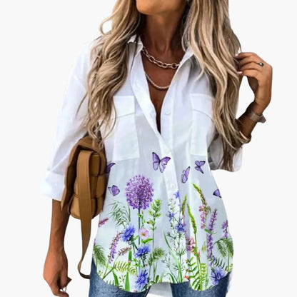 Women's Floral Blouse Long Sleeve Woven