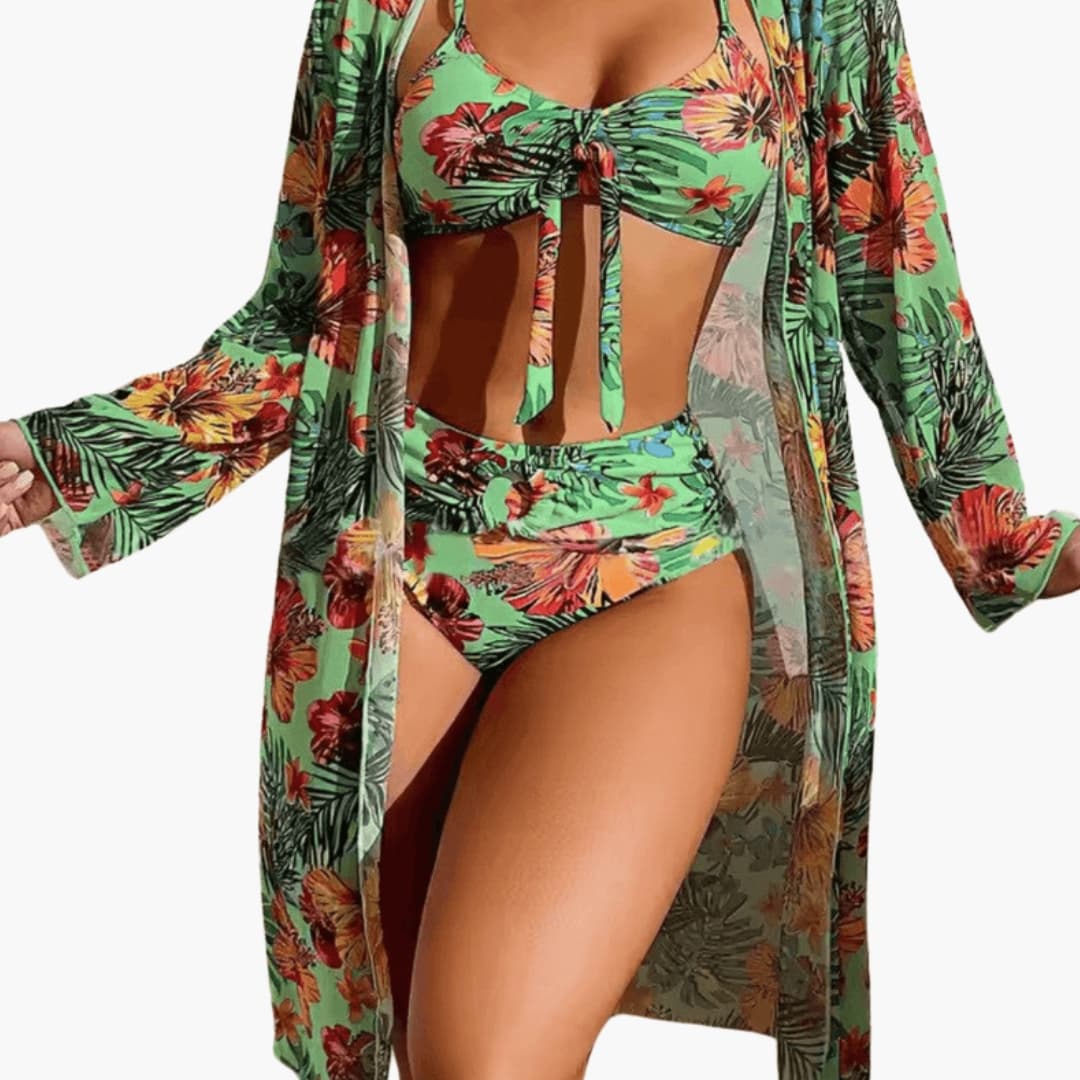 Women's Floral Bikini Set 3 Piece with Cover Up