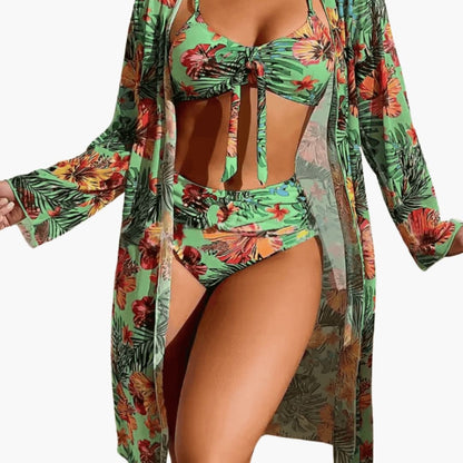 Women's Floral Bikini Set 3 Piece with Cover Up