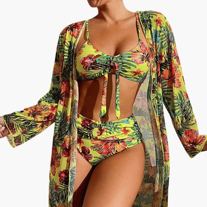 Women's Floral Bikini Set 3 Piece with Cover Up
