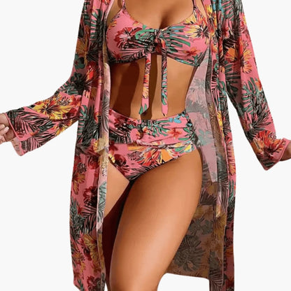 Women's Floral Bikini Set 3 Piece with Cover Up
