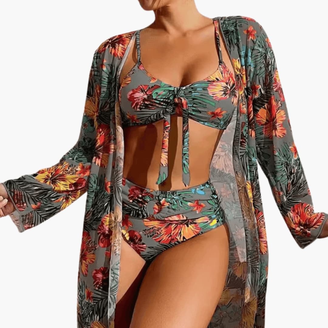 Women's Floral Bikini Set 3 Piece with Cover Up