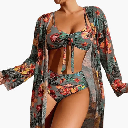 Women's Floral Bikini Set 3 Piece with Cover Up