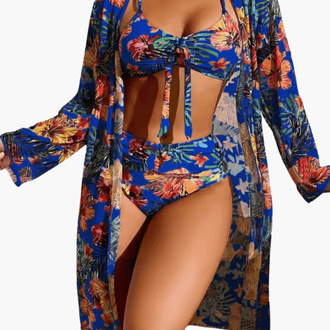 Women's Floral Bikini Set 3 Piece with Cover Up