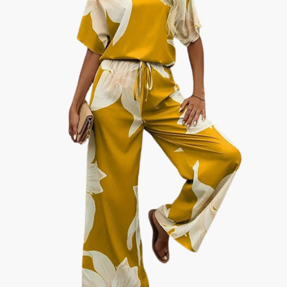 Women's Floral Two-Piece V-Neck And Pants Set