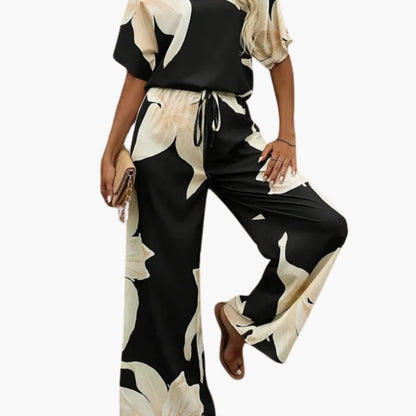 Women's Floral Two-Piece V-Neck And Pants Set