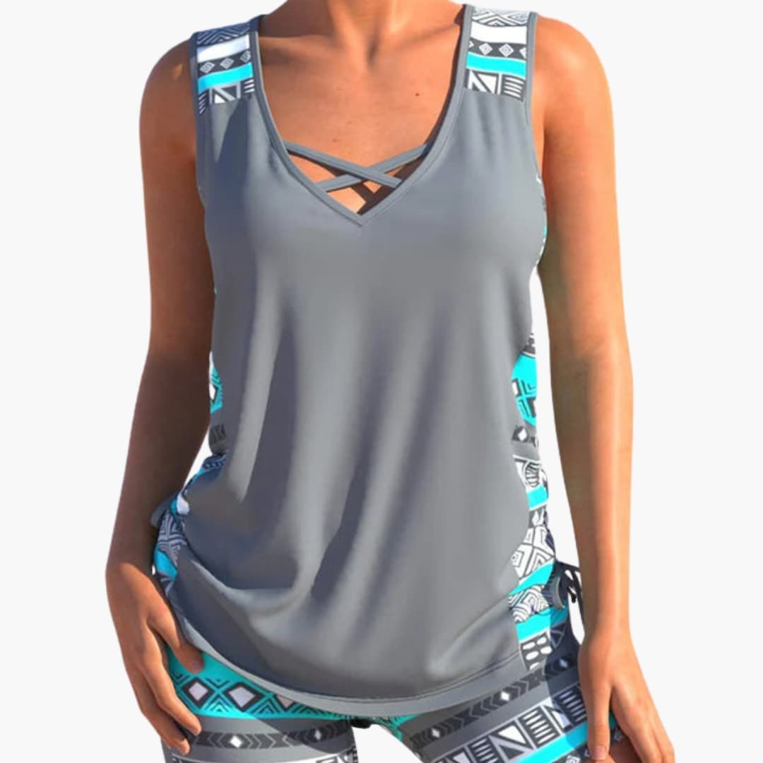 Women's Geometric Print Tankini Swimsuit Set - Vonnera