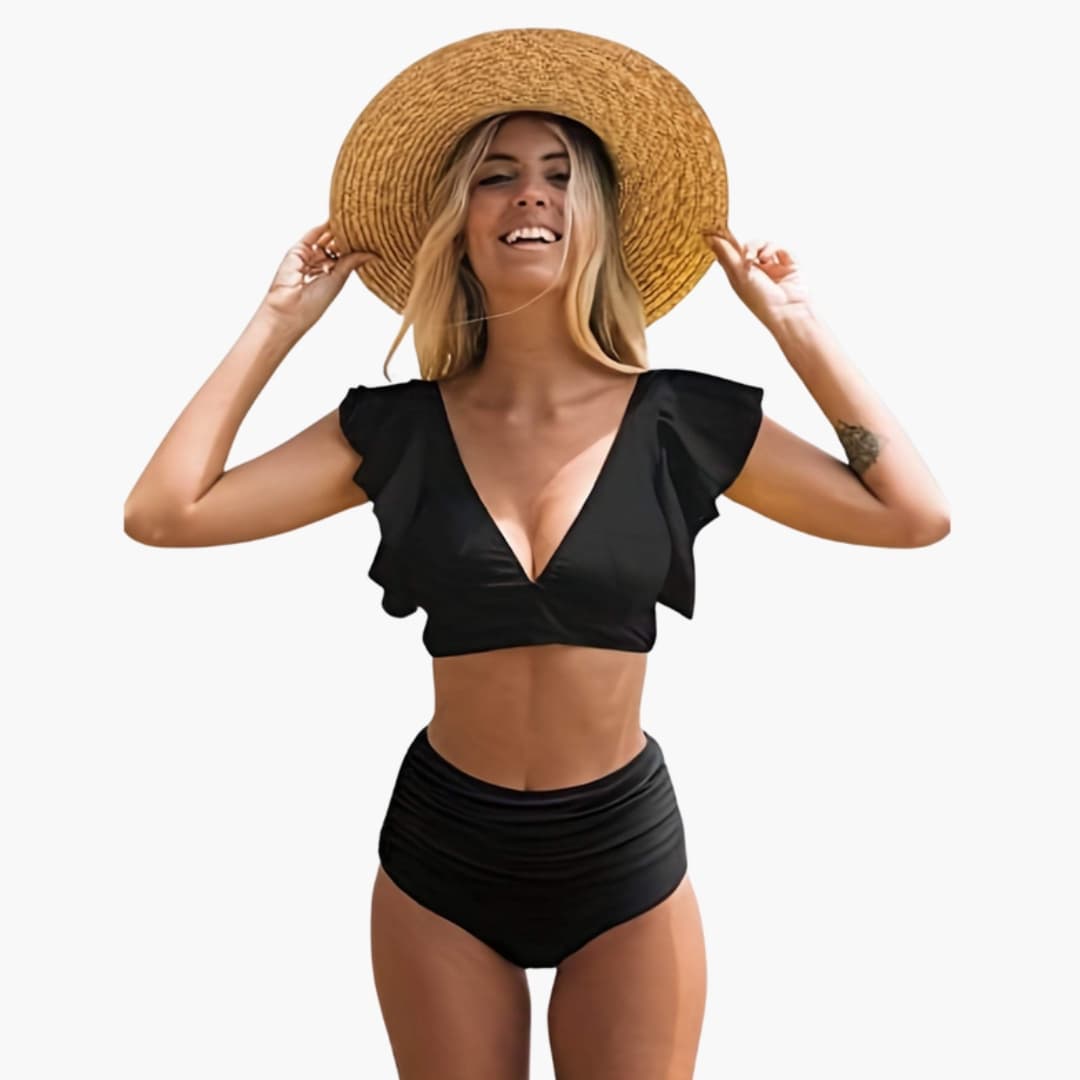 Women's High Waisted Bikini Set Ruffled Sleeves - Vonnera