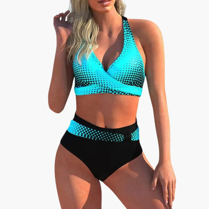 Women's High Waisted Cross Front Bikini Set