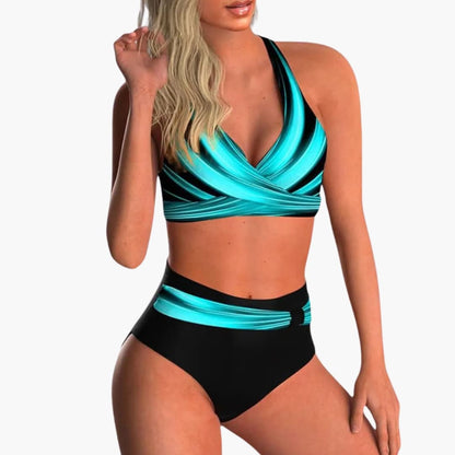 Women's High Waisted Cross Front Bikini Set - Vonnera