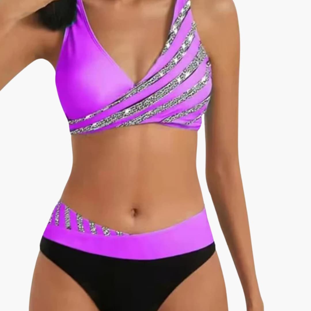 Women's High Waisted Glitter Bikini Set - Vonnera