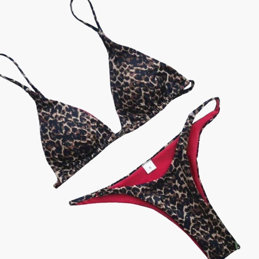 Women's High-Waisted Leopard Print Swimsuit Set - Vonnera