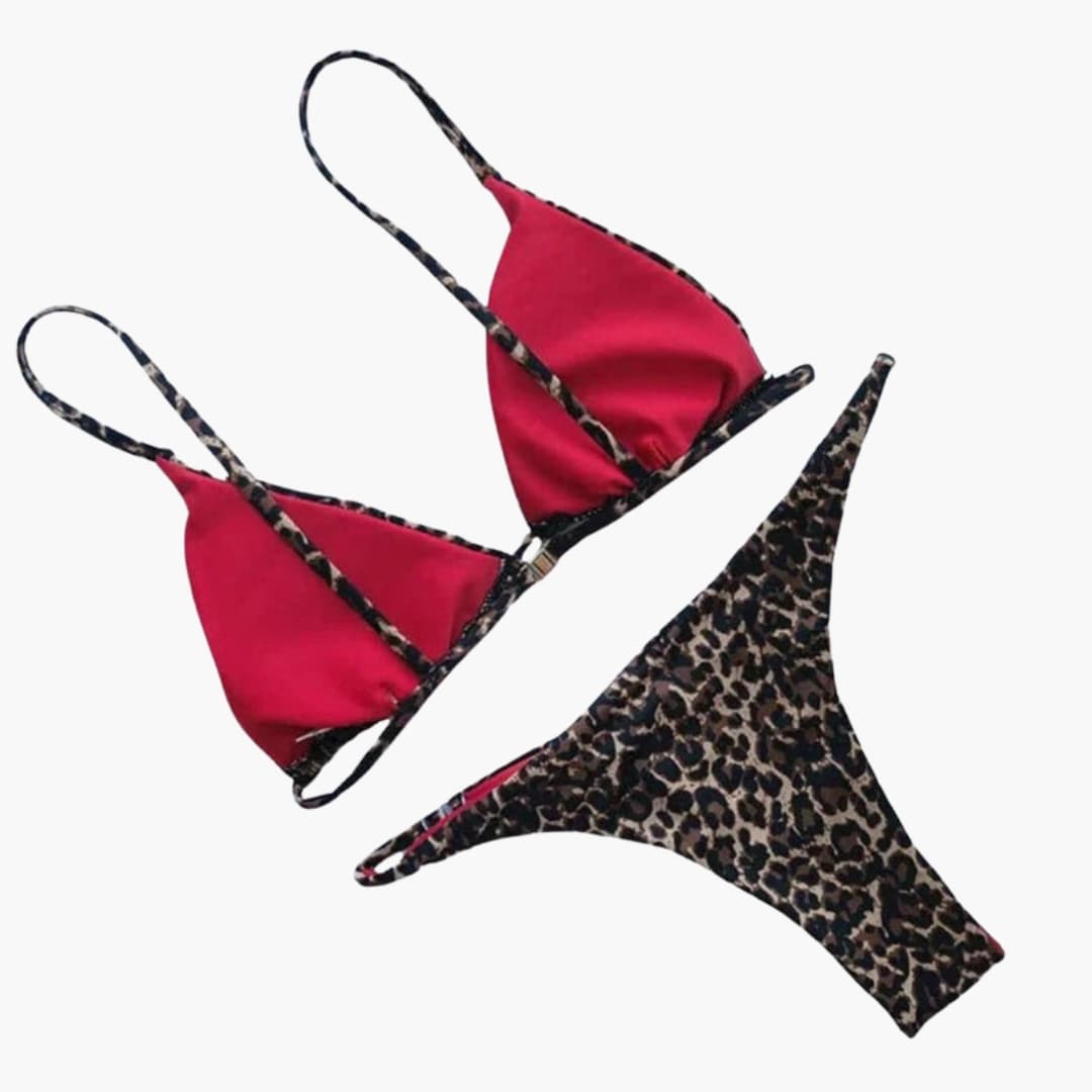Women's High-Waisted Leopard Print Swimsuit Set