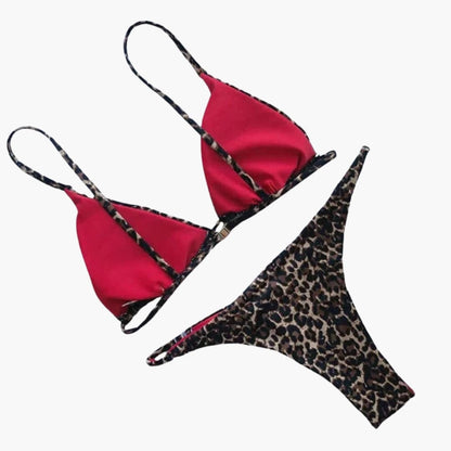 Women's High-Waisted Leopard Print Swimsuit Set