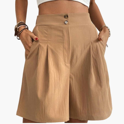 Women's Wide Leg Shorts High-Rise Cotton Side Pockets - Vonnera