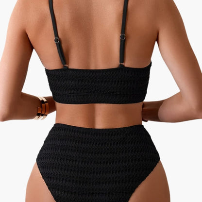Women's High Waisted Textured Bikini Set
