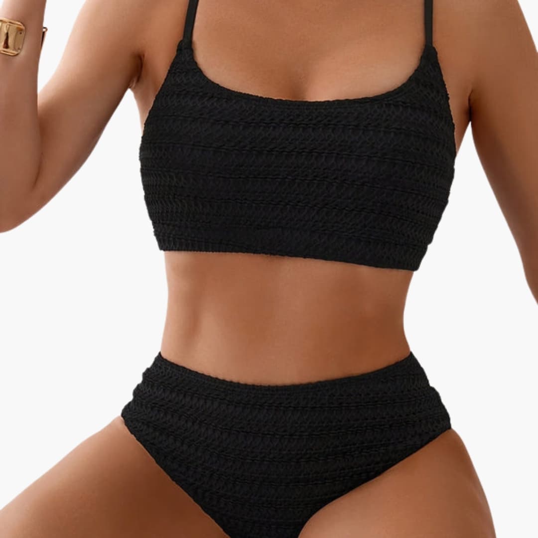 Women's High Waisted Textured Bikini Set - Vonnera