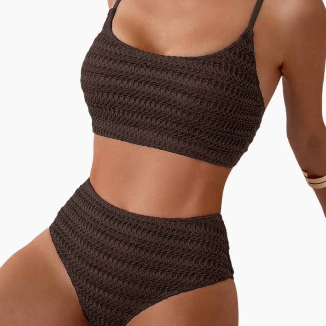 Women's High Waisted Textured Bikini Set
