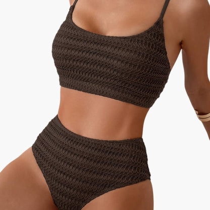 Women's High Waisted Textured Bikini Set