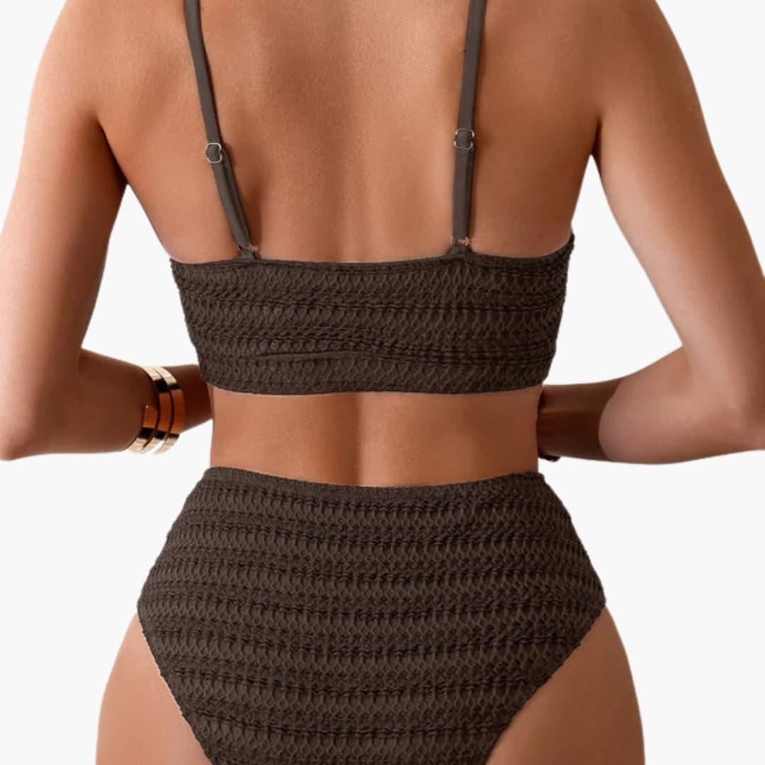 Women's High Waisted Textured Bikini Set