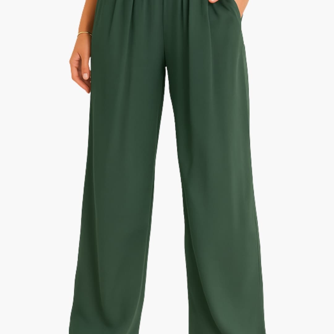 Women's High Waist Wide Leg Pants Elastic Waistband