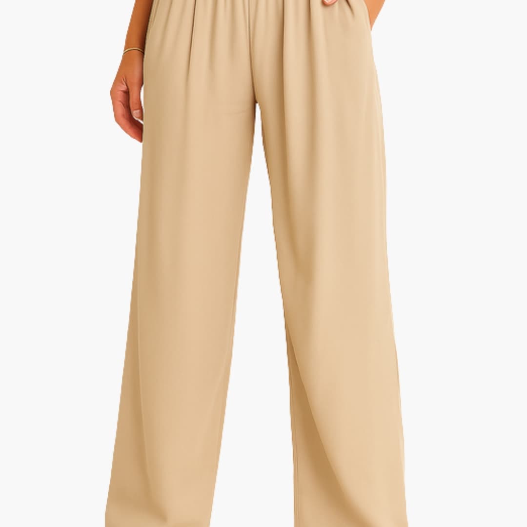 Women's High Waist Wide Leg Pants Elastic Waistband