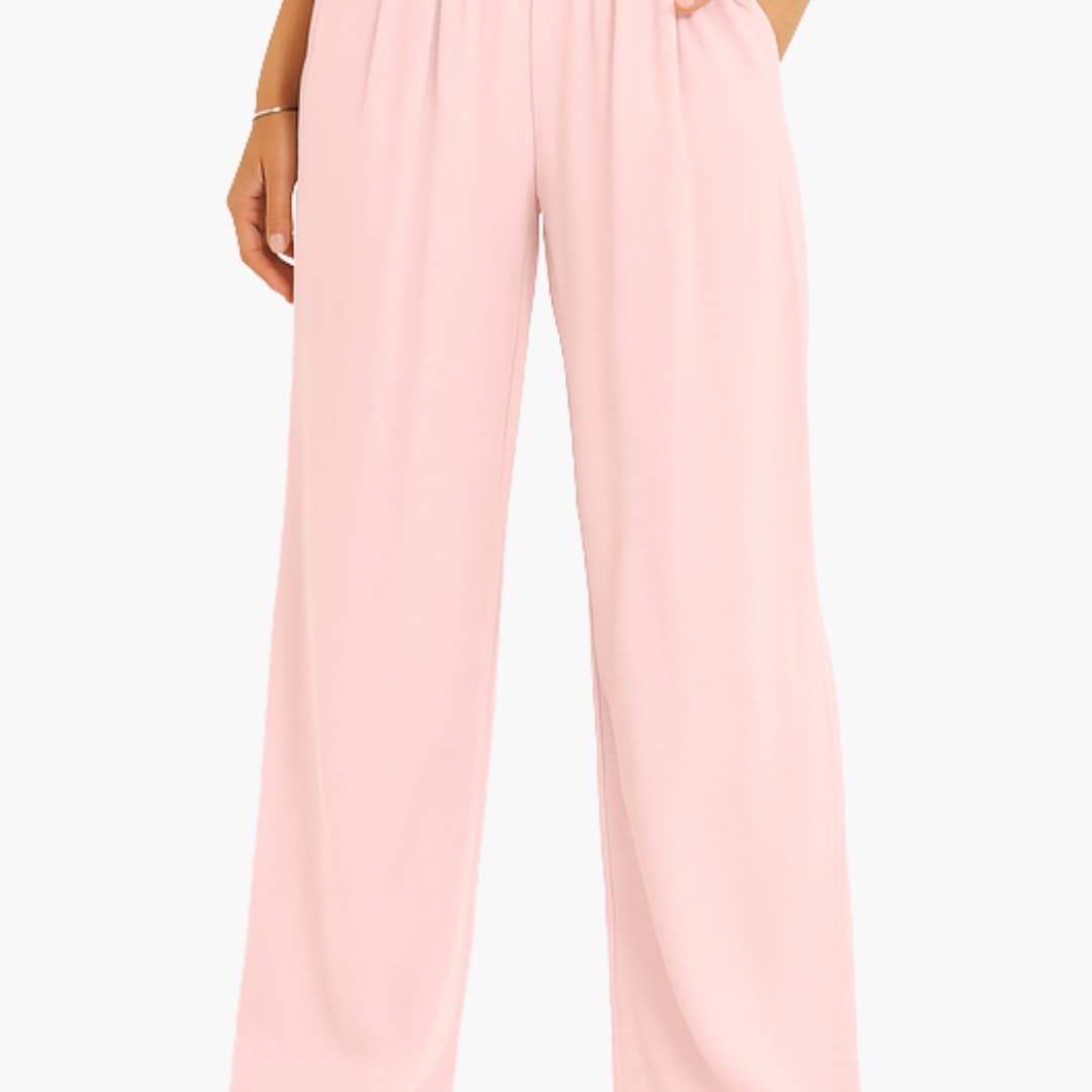 Women's High Waist Wide Leg Pants Elastic Waistband