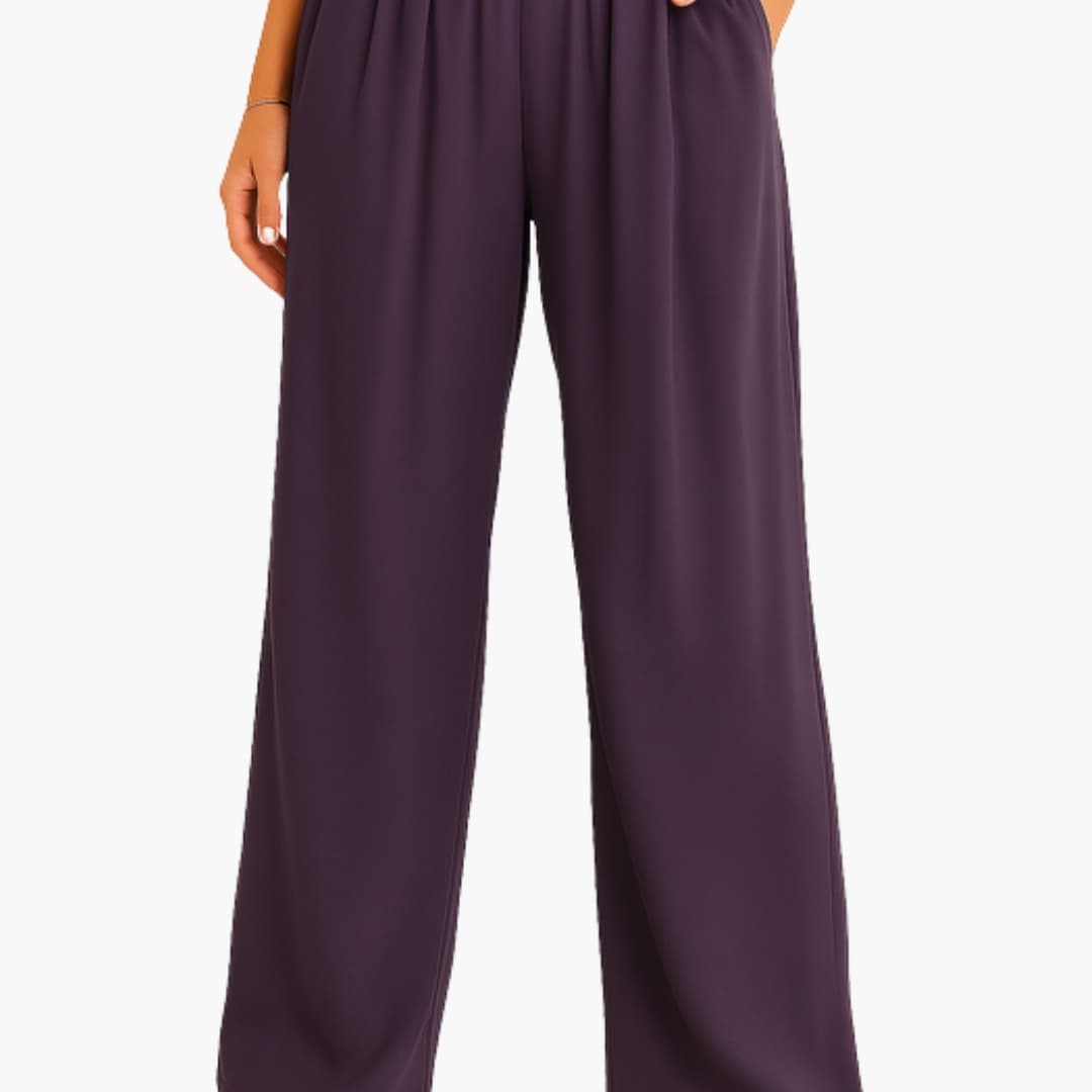Women's High Waist Wide Leg Pants Elastic Waistband