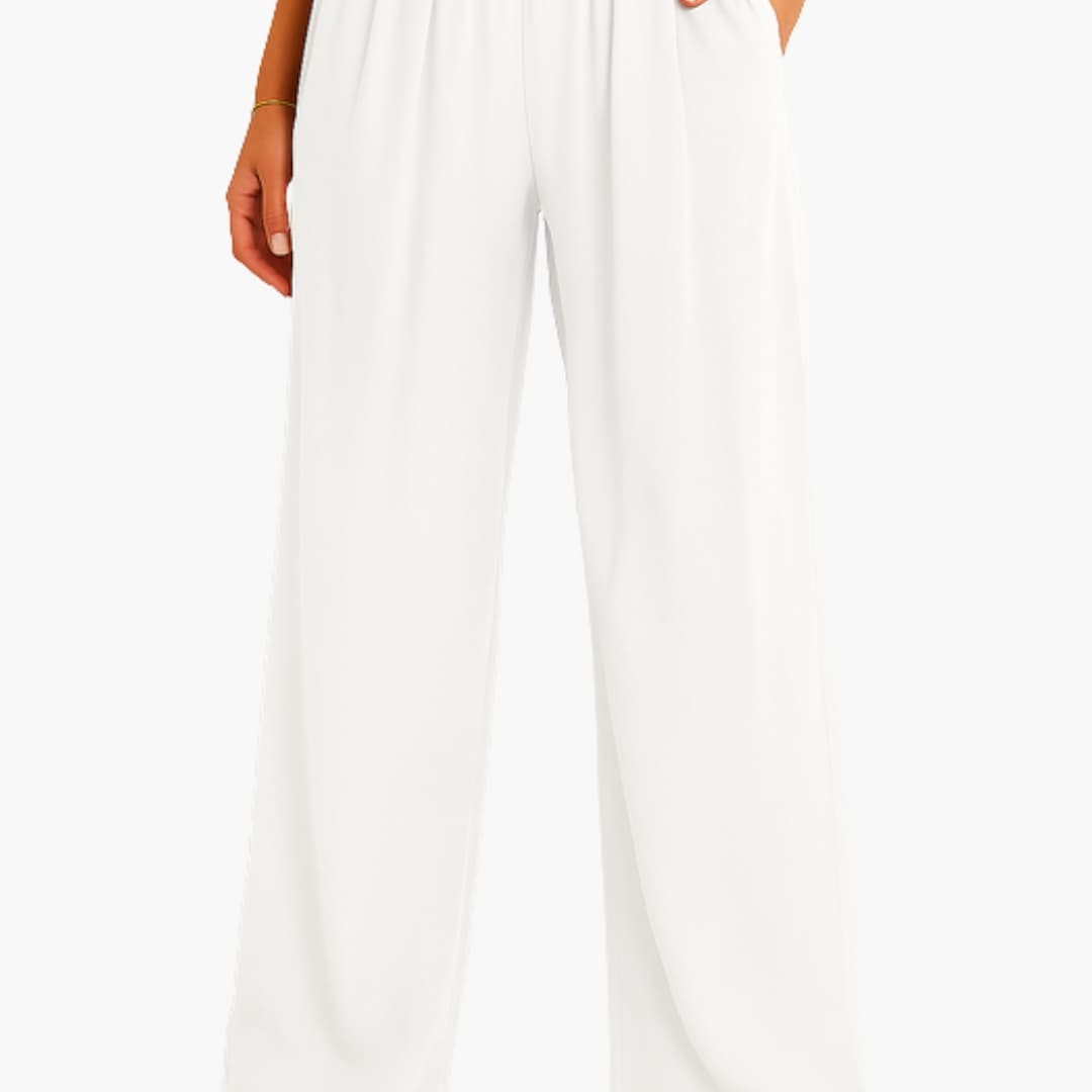 Women's High Waist Wide Leg Pants Elastic Waistband