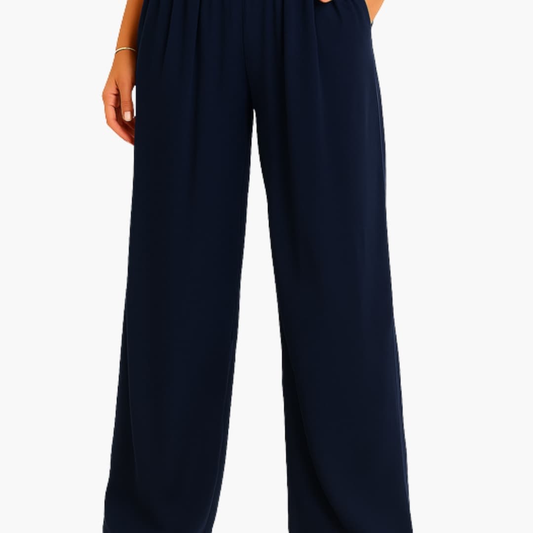 Women's High Waist Wide Leg Pants Elastic Waistband