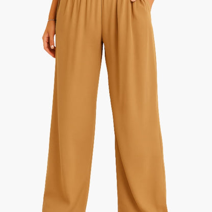 Women's High Waist Wide Leg Pants Elastic Waistband