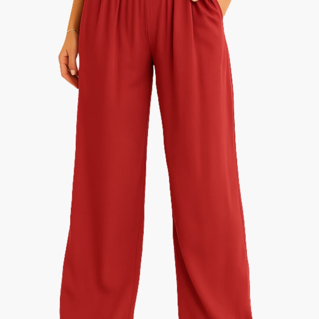 Women's High Waist Wide Leg Pants Elastic Waistband