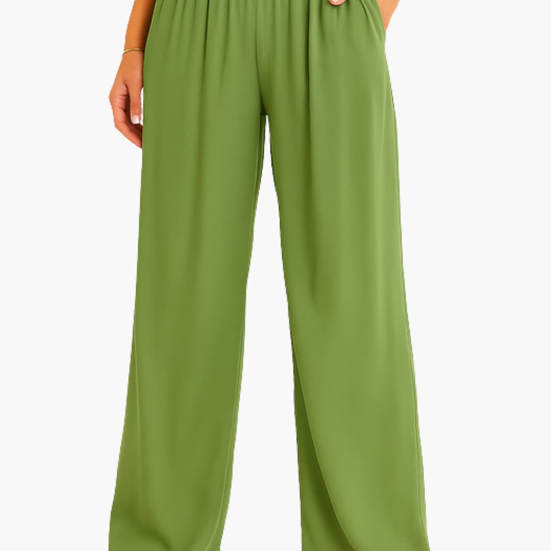 Women's High Waist Wide Leg Pants Elastic Waistband