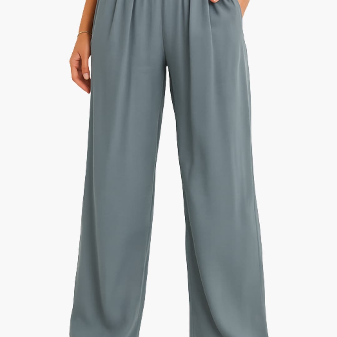 Women's High Waist Wide Leg Pants Elastic Waistband - Vonnera