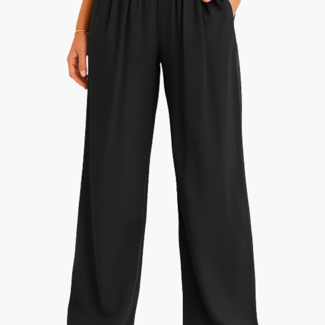Women's High Waist Wide Leg Pants Elastic Waistband
