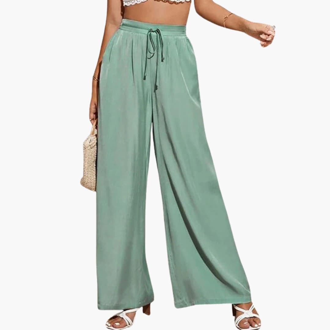 Women's Wide Leg High Waist Pants with Side Pockets - Vonnera