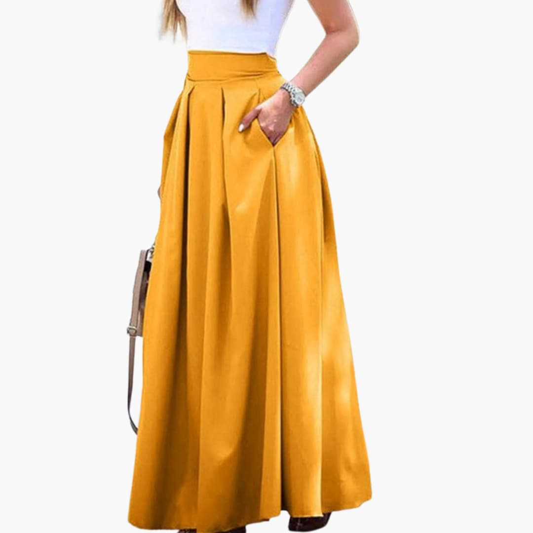 Women's Pleated Midi Skirt High Waist - Vonnera