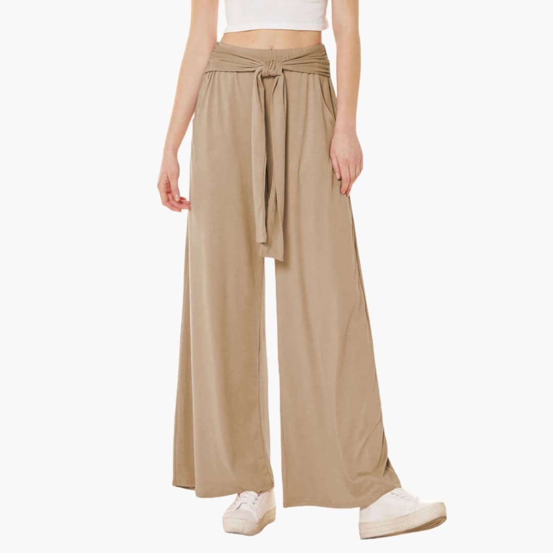 Women's Wide Leg Pants High Waisted Bow Tie Waist