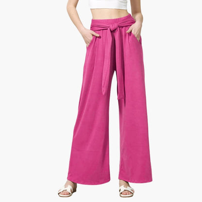Women's Wide Leg Pants High Waisted Bow Tie Waist