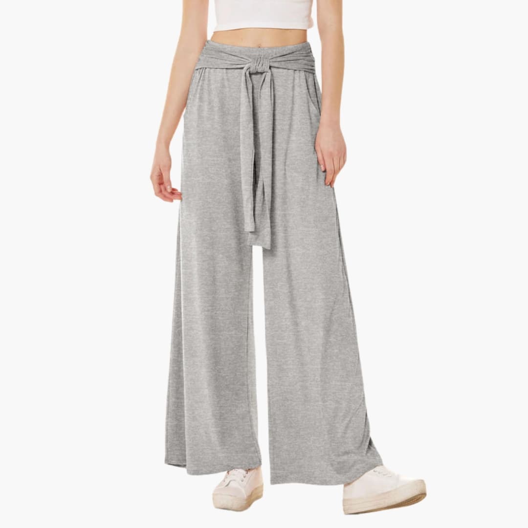 Women's Wide Leg Pants High Waisted Bow Tie Waist - Vonnera